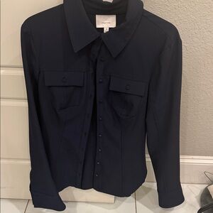 Cinq à Sept Dark Blue Button Down Shirt